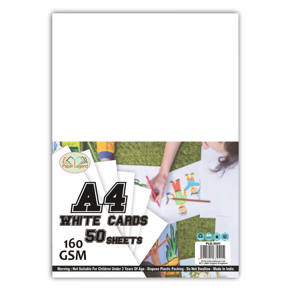 PLG A4 White Card 160 GSM 50 Sheets